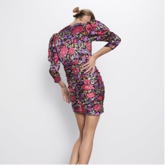 Zara draped satin floral dress M - Picture 3 of 5